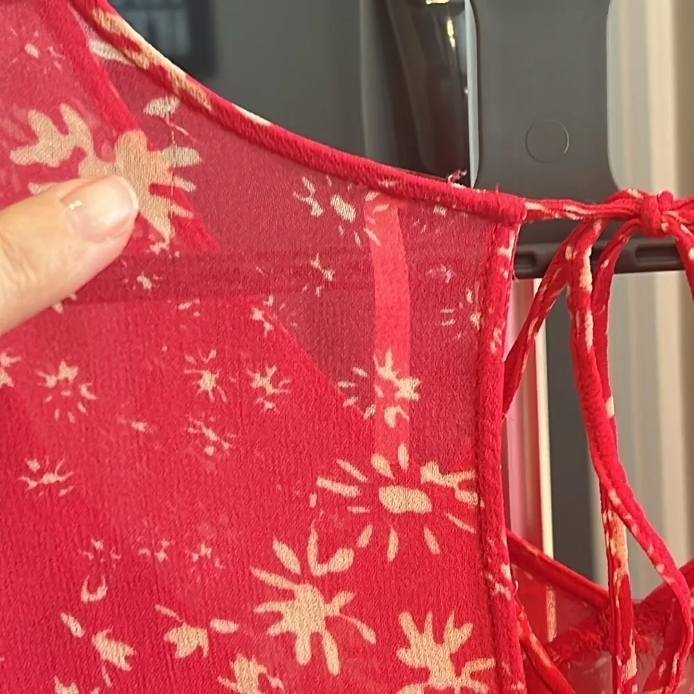 Free People Wallflower Floral Print Sheer lined Midi Dress, Raspberry Combo, XS - Image 14