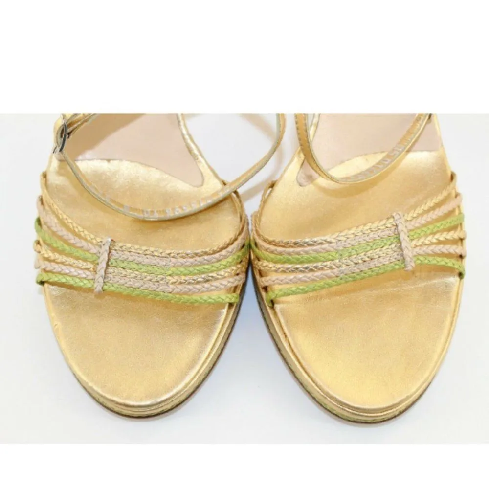 Cole Haan Gold Leather Open Toe Ankle Strap Heels - Image 6