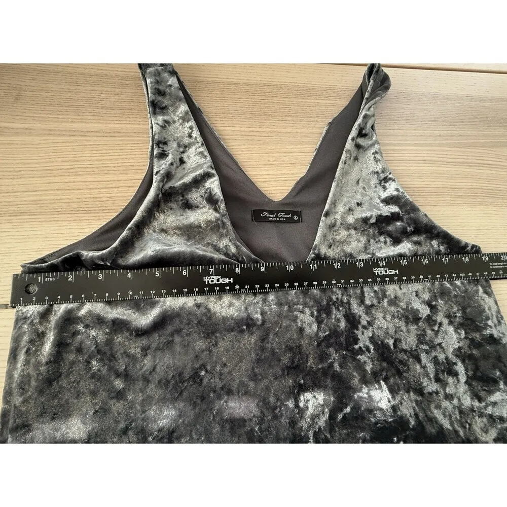 Final Touch dress L grey black mini casual V neck women sleeveless Boho - Image 3