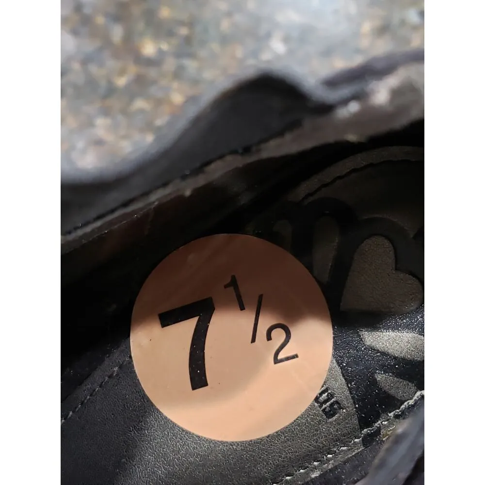 Fergalicious Booties Womens Size 7.5 Black Suede Peep Toe Stiletto Heel Back Zip - Image 6