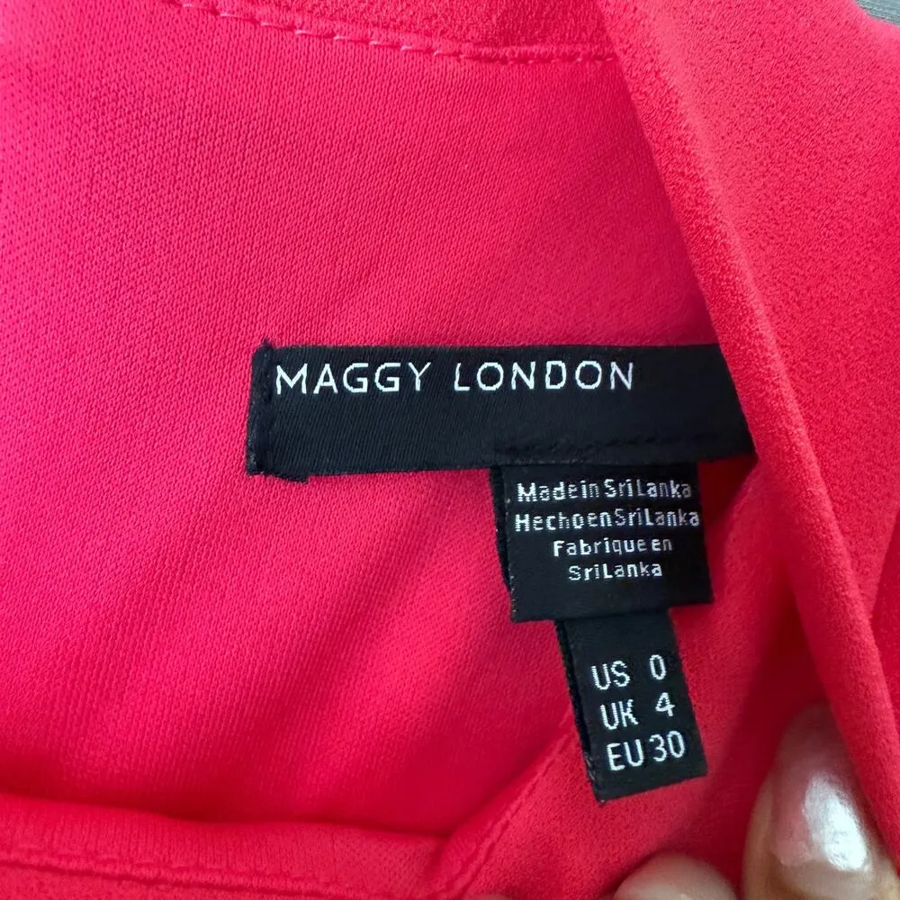 Maggy London sz 0 red‎ sheath office dress - Image 4