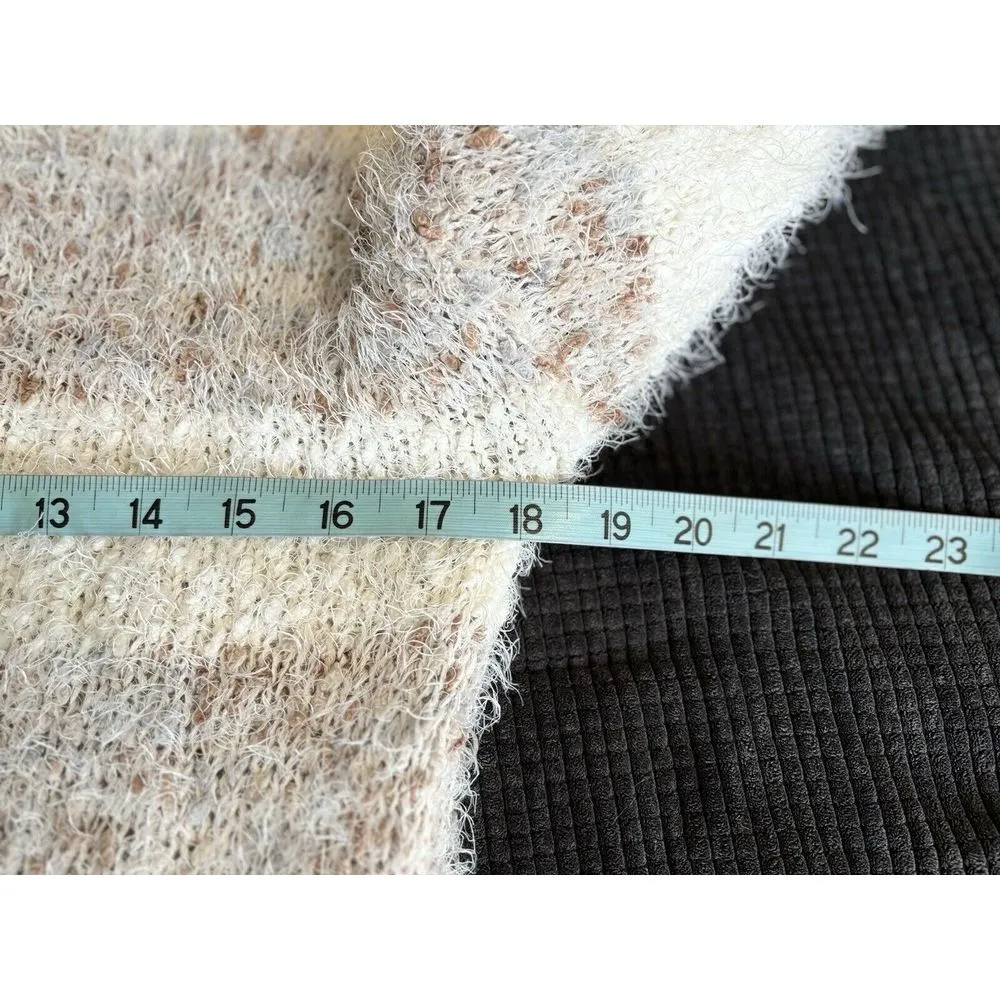Maurices Open‎ Knit Soft Fuzzy Long Sleeve Sweater Size XS Ivory/Brown/Gray - Image 7