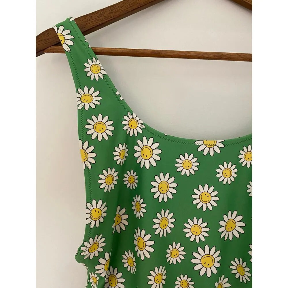 NWT Aerie Smiley Birthday Scoop Cheekiest One Piece Swimsuit Green Yellow L Swim - Image 7