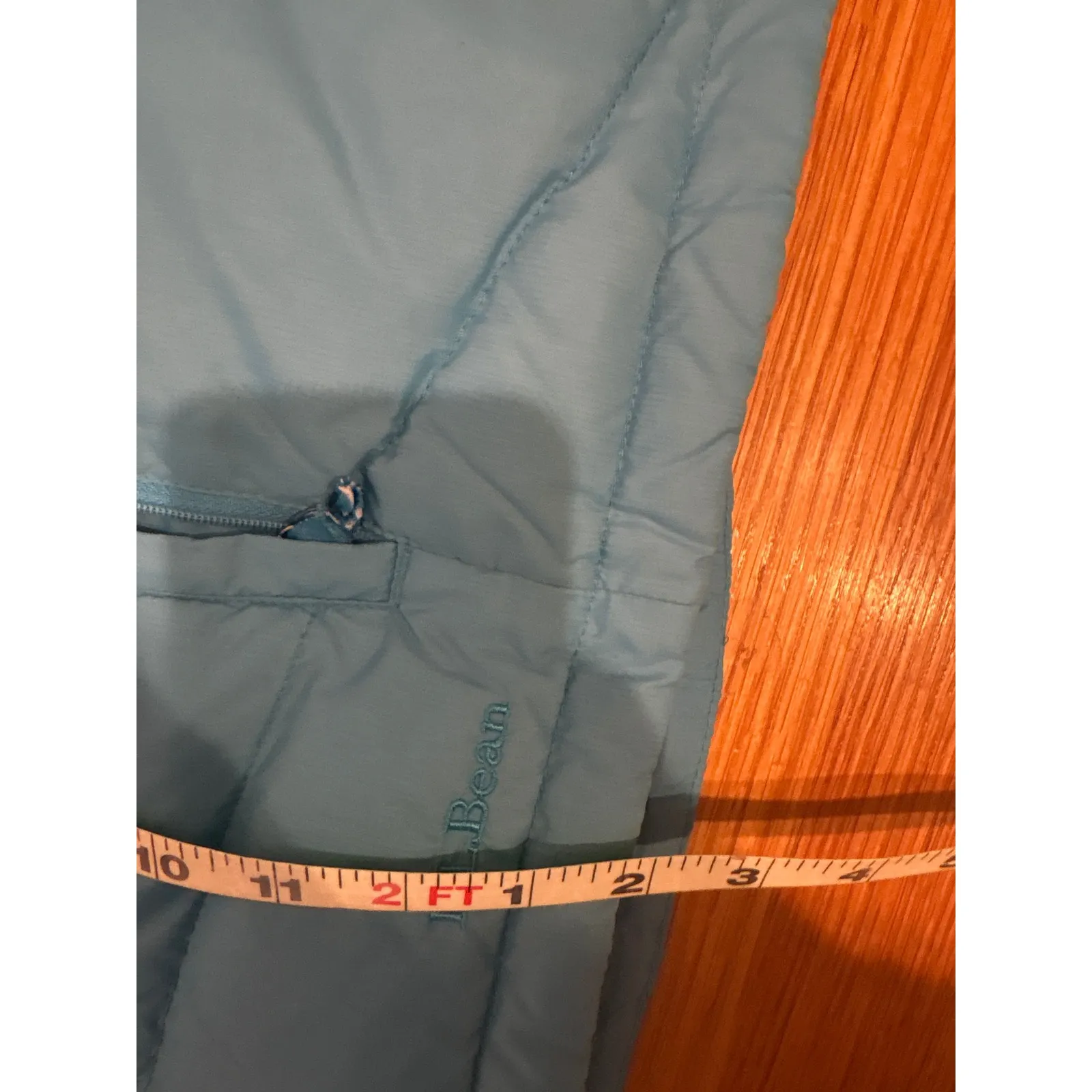 LLBean Women's Goose Down Puffer Vest Teal Blue Full Zip Insulated Quilted XL - Image 6