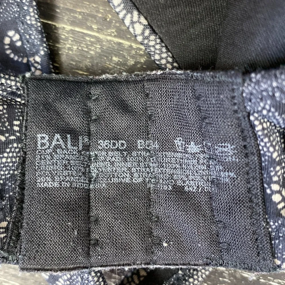 Bali Black & Nude Floral Print Underwire Lightly lined Bra 36DD - Image 4