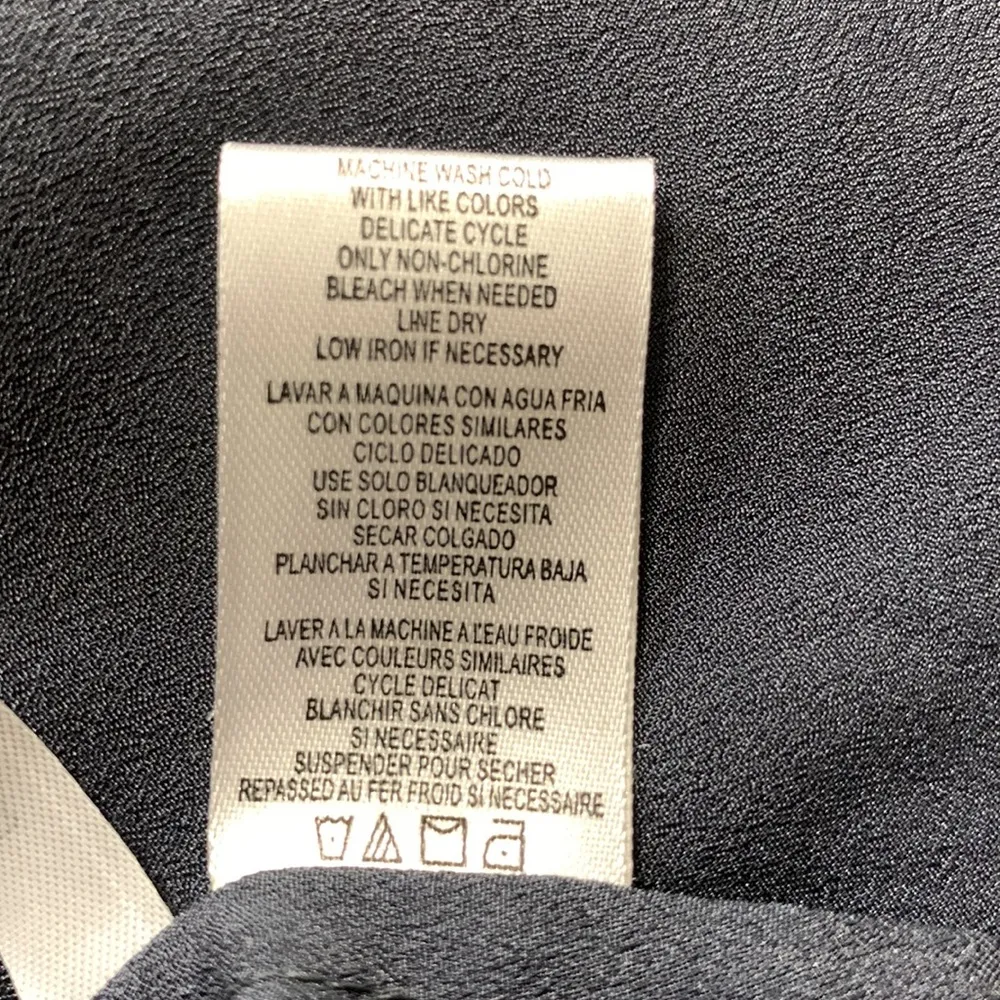 Calvin Klein Gray/Blue Long Sleeve Front Lace Up Sheer Dress Shirt Large - Image 10