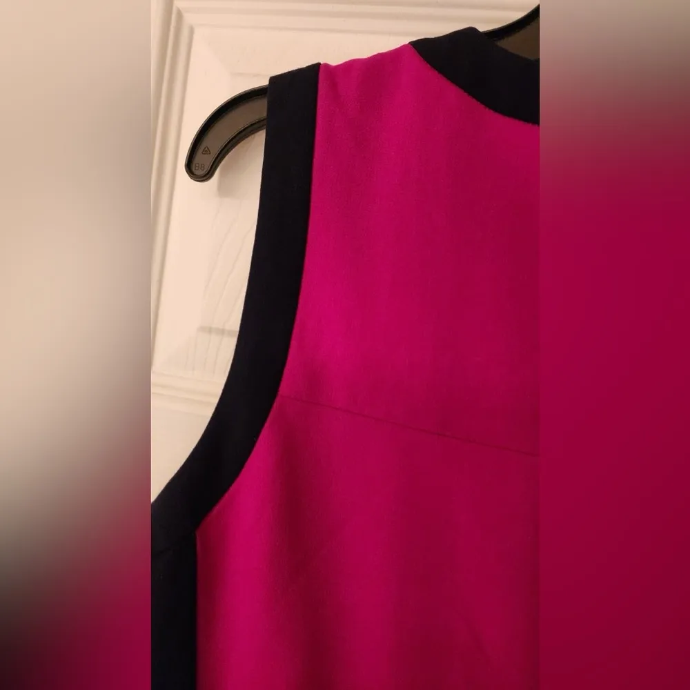 Lauren Ralph Lauren Fuchsia And Navy Blue Sleeveless Dress Size 14P Pink - Image 7