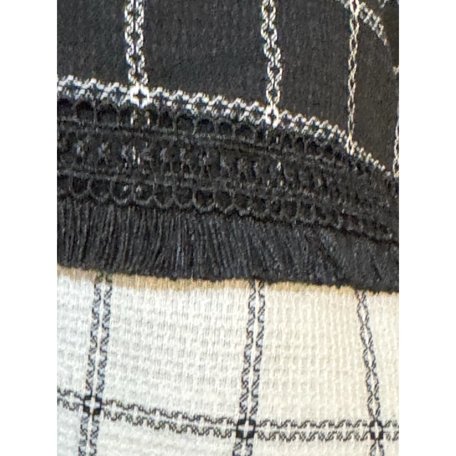 Etcetera Black‎ and White Sleeveless Dress Women's Size 8 Chess Boucle Fringe - Image 5