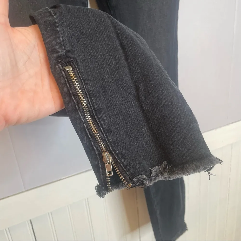 Ashley Mason Black Moto Skinny Jeans – Ankle Zip, Raw Hem, Size 5 Juniors - Image 5