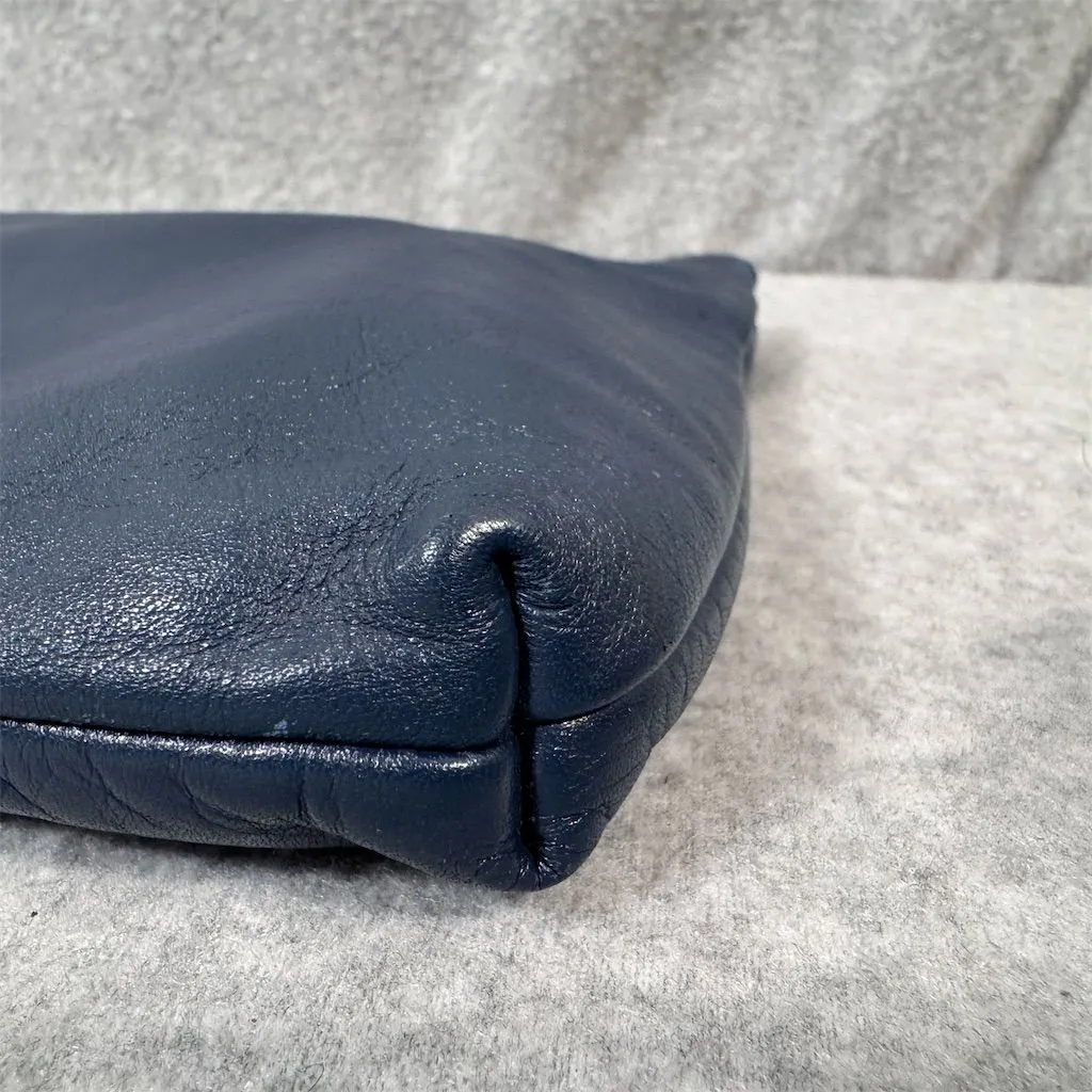Albi Vintage Women's Blue Leather Envelope Clutch Bag - Image 4