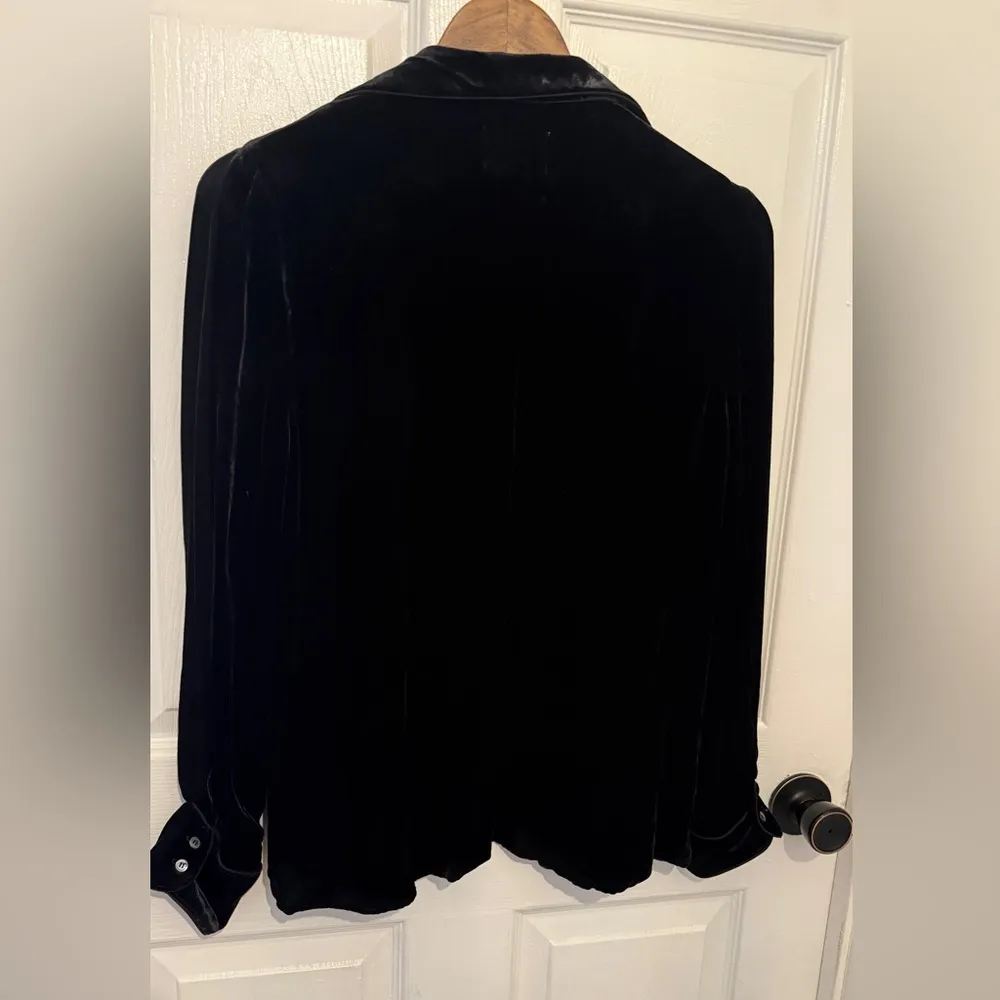 MCGUIRE Women's Black Velvet Silk Blend Blazer Jacket Size M - Image 2