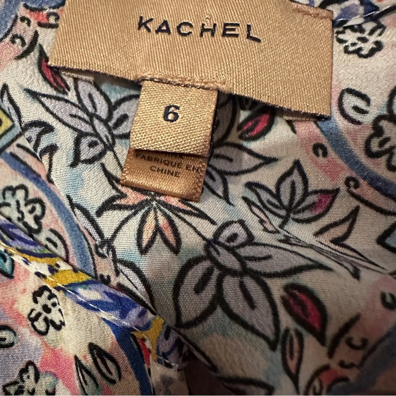 Anthropologie Kachel Lynn Silk Swing Peplum 3/4 Bell Sleeve‎ Multicolor Top Sz 6 - Image 7