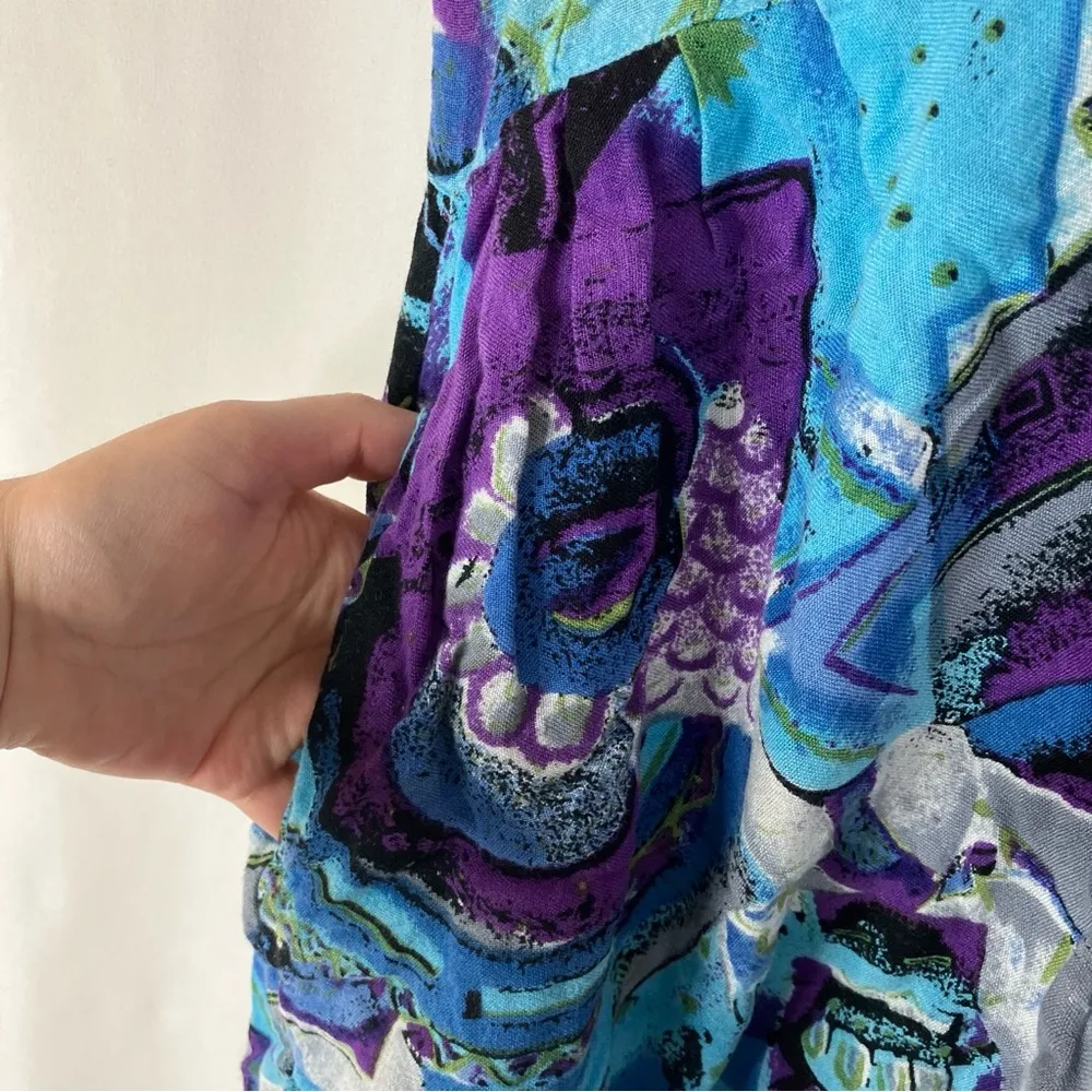 Topolino | Vintage Abstract Colorful Blue Purple Romper Buttoned L - Image 4