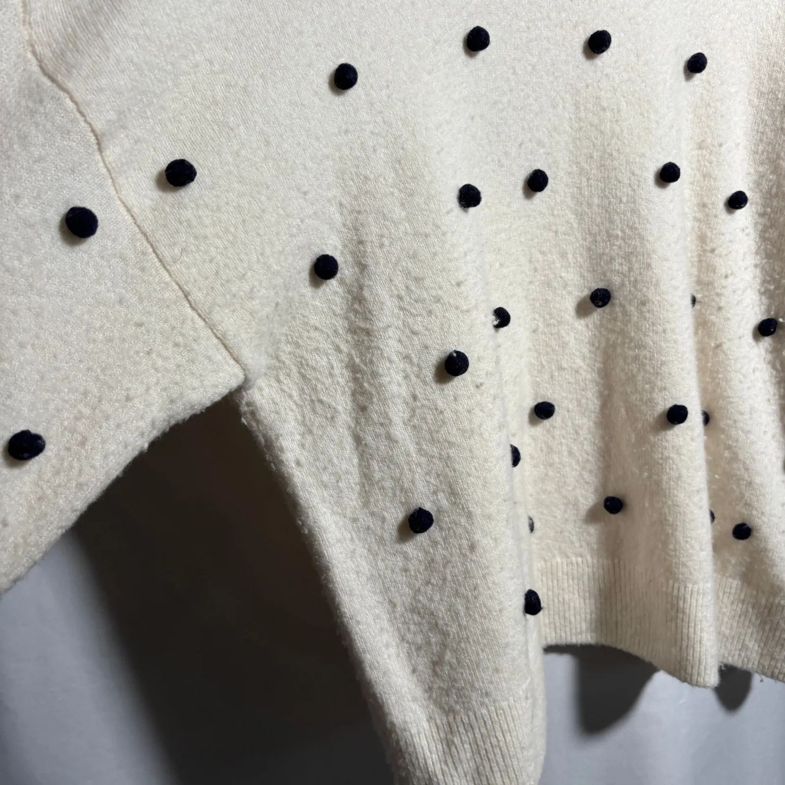 Madewell Cream Pom Pom Sweater Womens XL Merino Wool Blend Twee Quirky SEE - Image 4