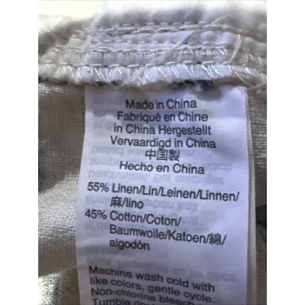 J.CREW Shorts Womens Sz Large White Blue Striped Linen Blend Flat Front Pull On - Image 6