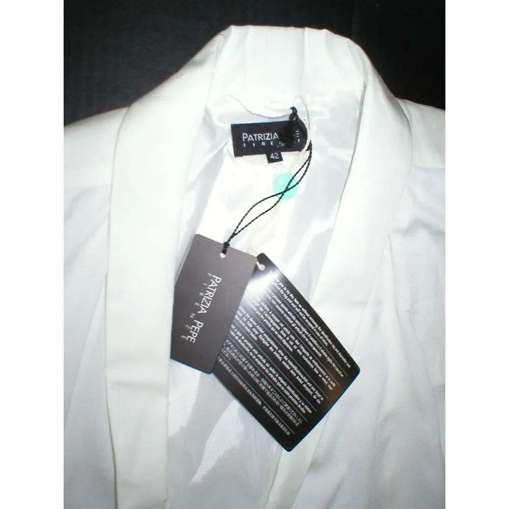 NWT New Womens 6 M Designer Patrizia Pepe White Jacket 42 Italy Flowy Asymmetric Size undefined - Image 4