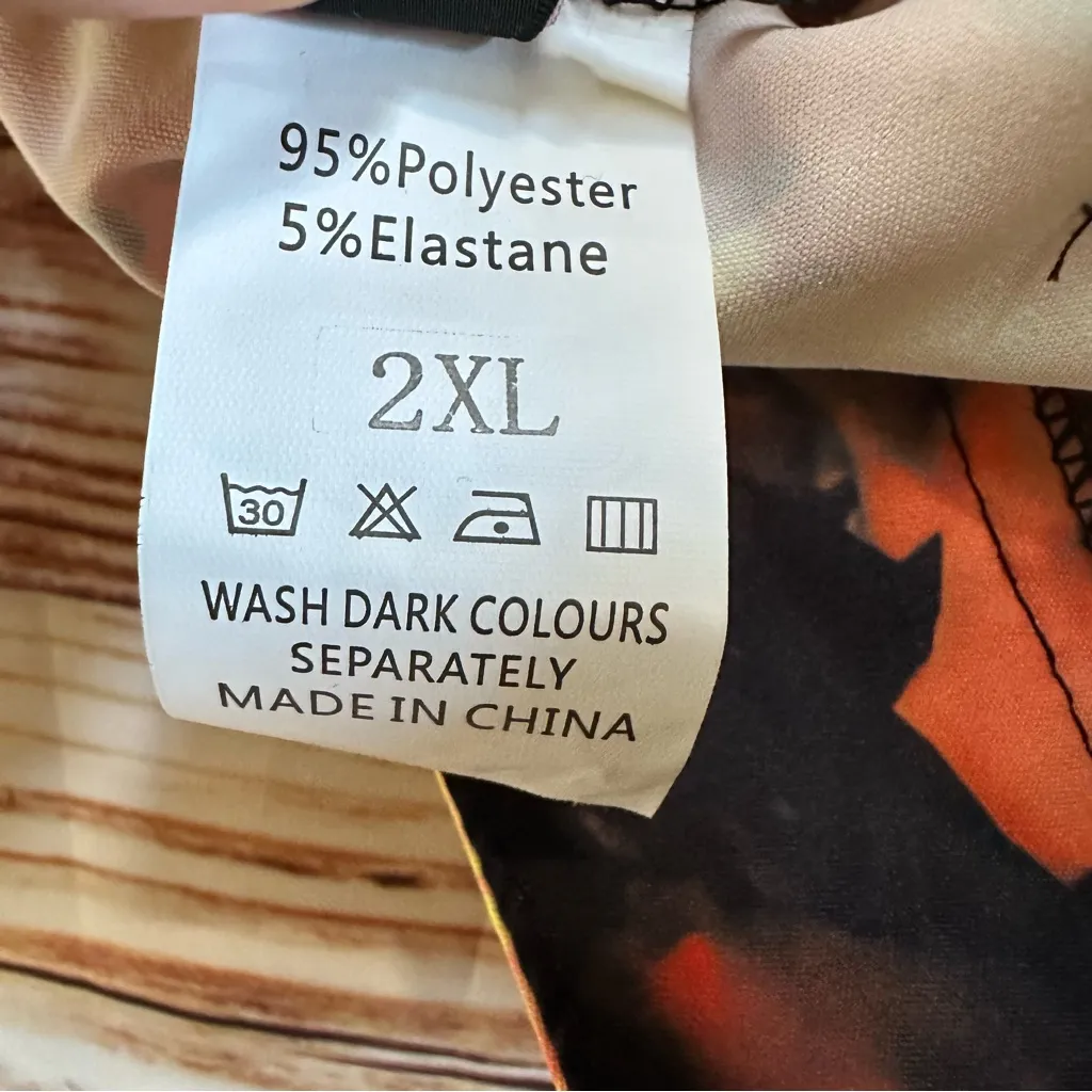 Micas Orange Abstract Print Fringe Trim Pants - Image 14