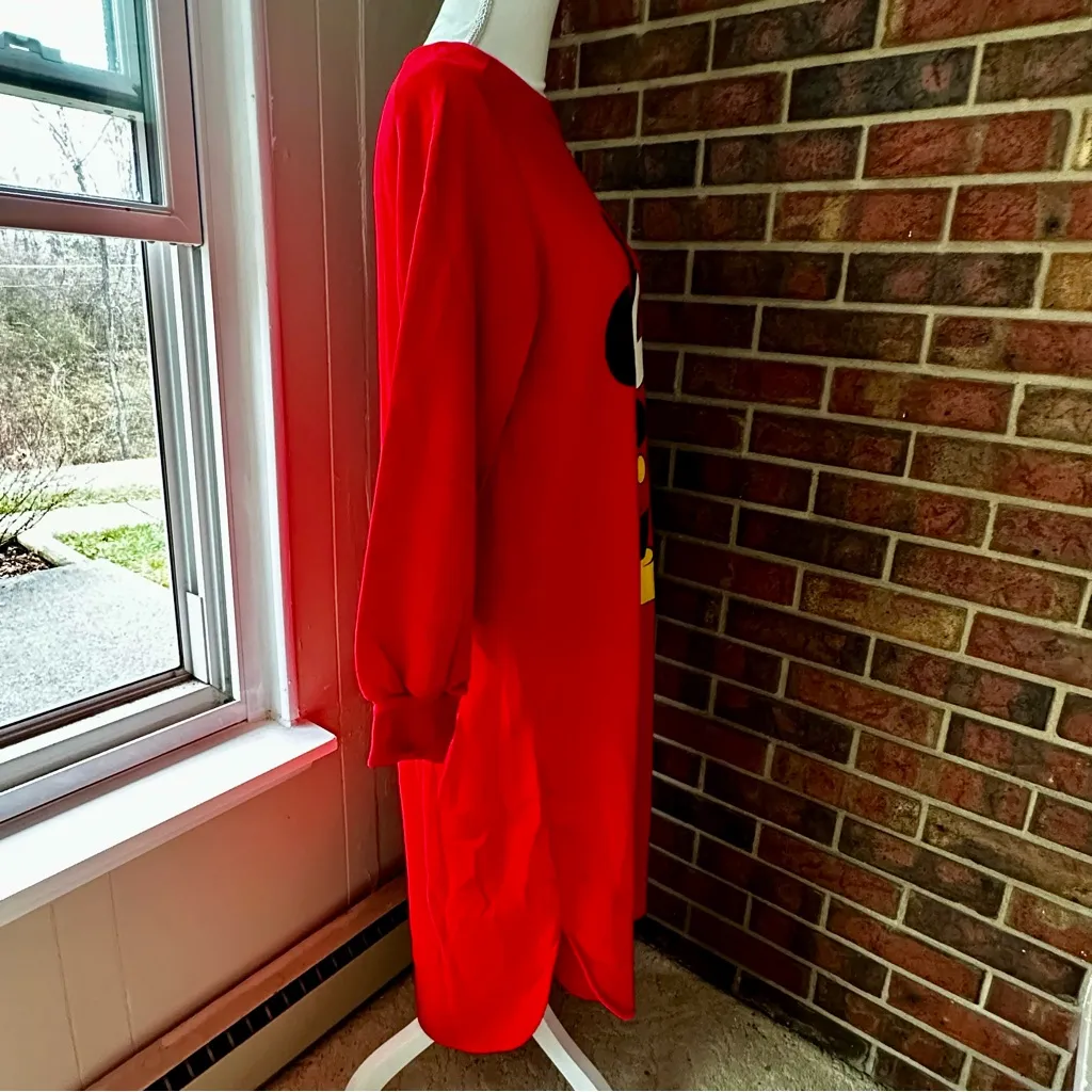 Vintage USA Made Sears Disney Red Mickey Mouse Sweatshirt Sleep Dress Cozy 80s - Image 6