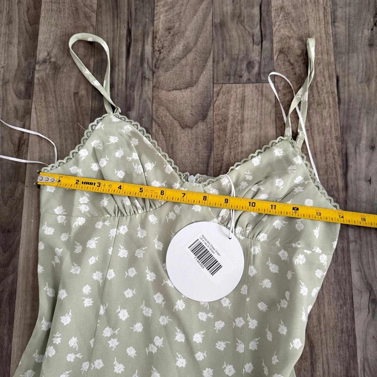 Princess Polly Remia Mini Dress Sage green floral coquette cottagecore - Image 3