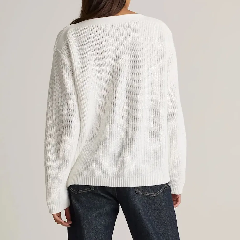 Quince 100% Organic Cotton Fisherman Boatneck Sweater Ivory XL - Image 2