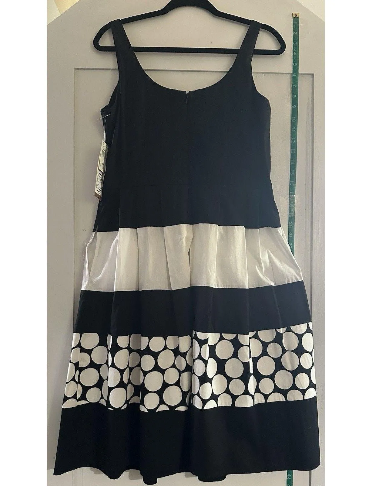 Julian Taylor New York Women's Black & White Stripe Polka Dot Sundress Sz 12 - Image 4