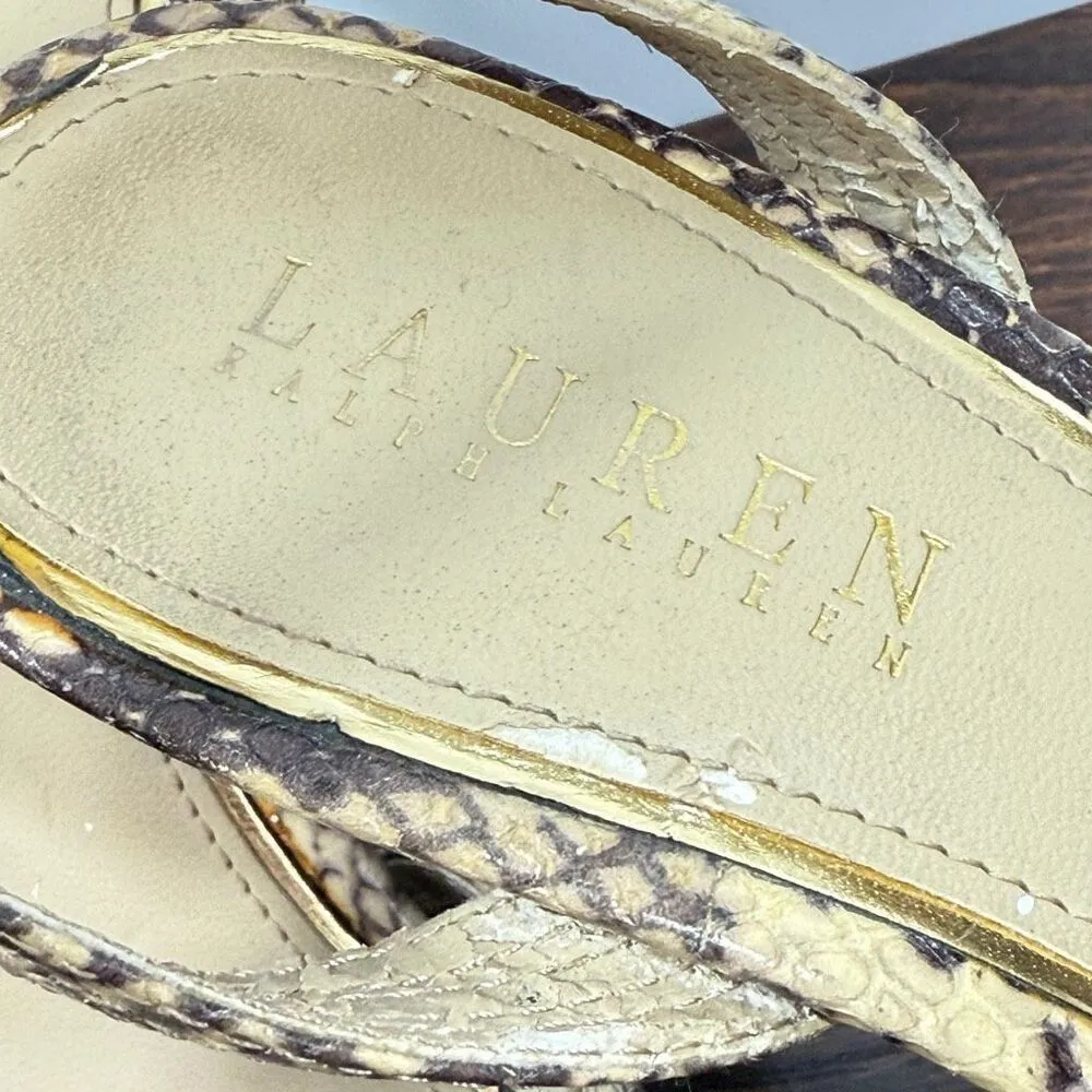 Lauren Ralph Lauren Kadie 4” snake skin ankle wrap heel size 7 1/2 - Image 5