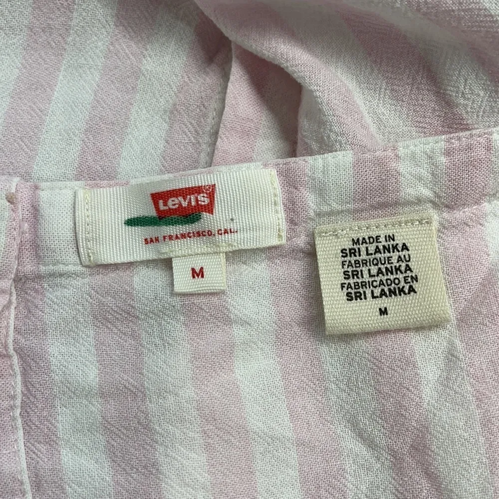 Levi’s Pink and White Striped Off-The-Shoulder top Medium - Image 6