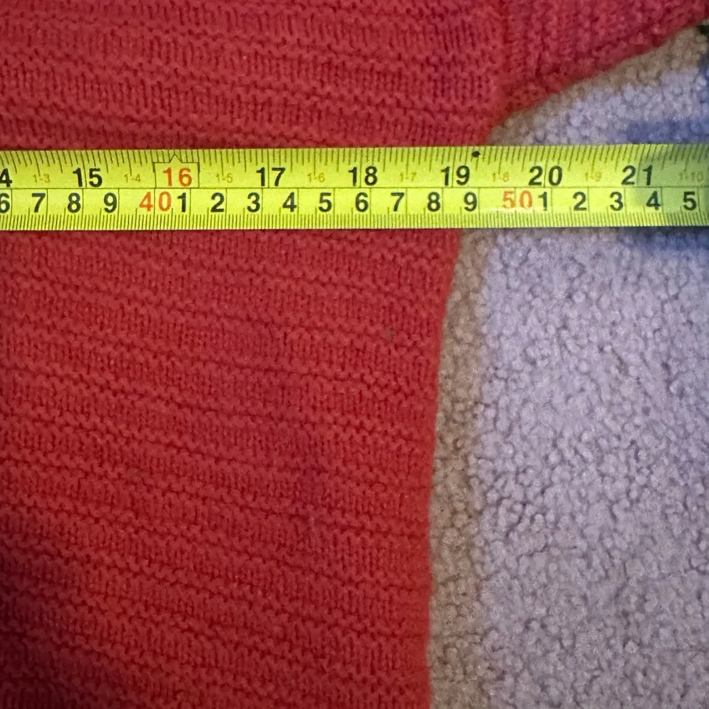 Madewell Medium Red Orange Ruffle Neck Cotton Wool Blend Sweater Ruffle Cuffs - Image 5