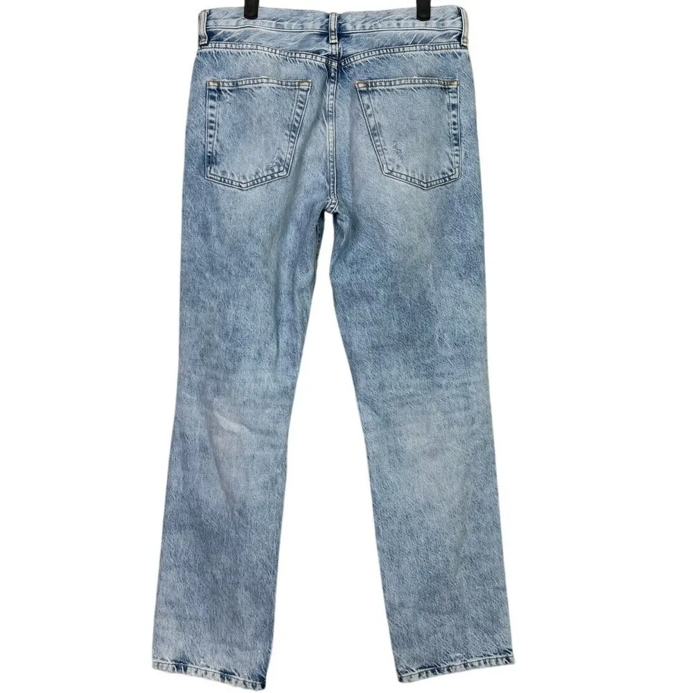 Zara The Truth Slim Distressed High Rise Relax Fit Straight Leg Jeans 10 Blue - Image 6