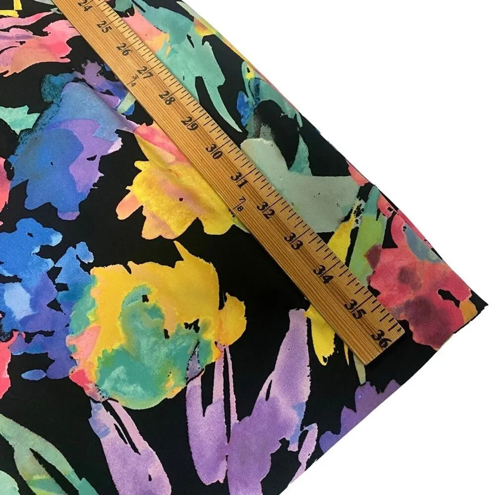 NYDJ Sylvia Stretch Crepe De Chine Dress Women's Size 8 Black Multi Lined - Image 14