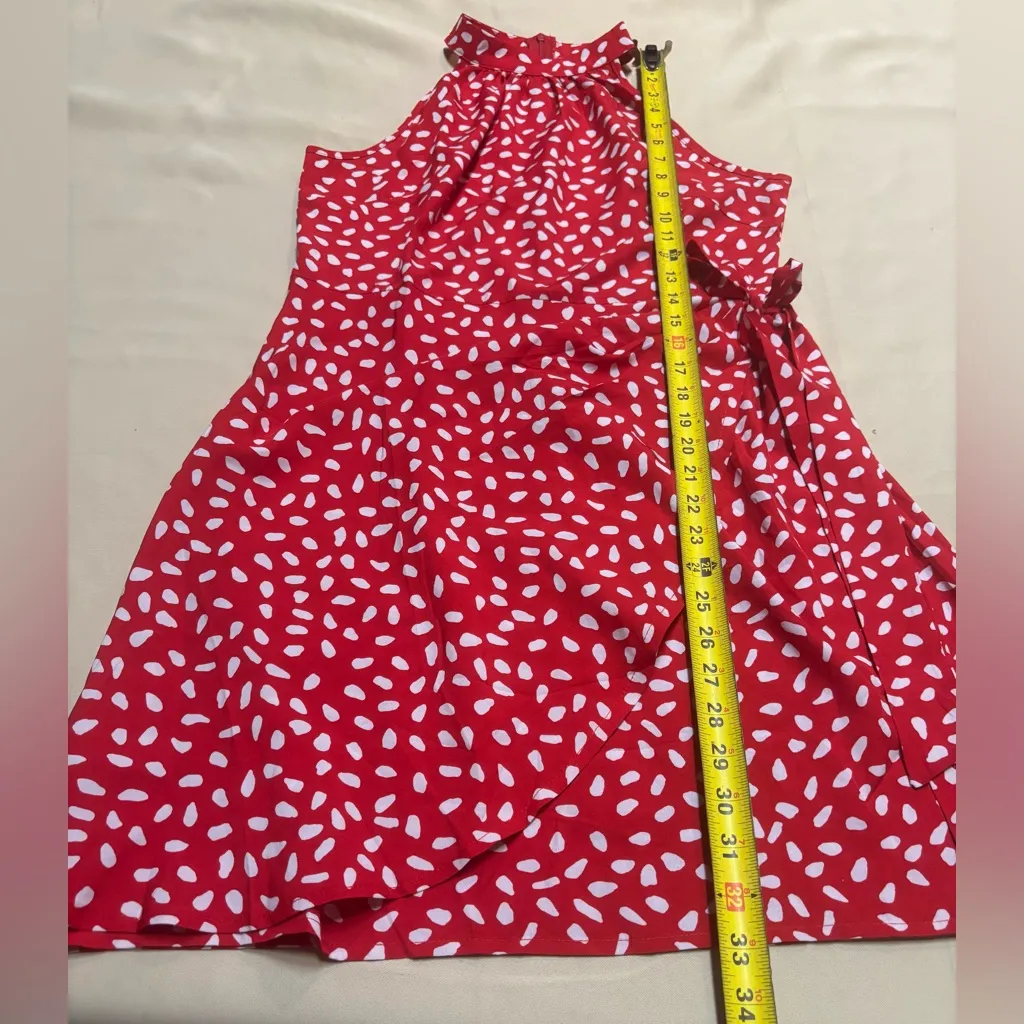 Woman’s Halter Dress Red & White Print Size Large Lightweight Summer Vacation - Image 8