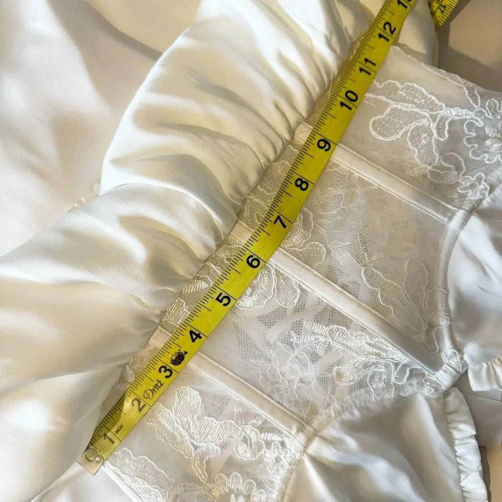 V CHAPMAN Dakota White Satin Lace Ruffle White Wedding Bridal Gown Size 00 NWT - Image 11