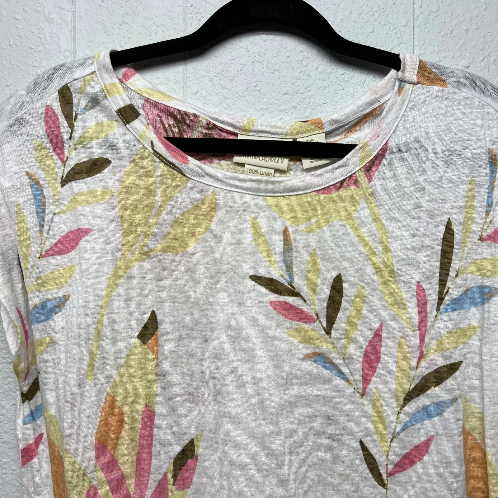 Cynthia Rowley 100% Linen Floral Top Womens Medium Beachy Coastal Workwear Chic - Image 3