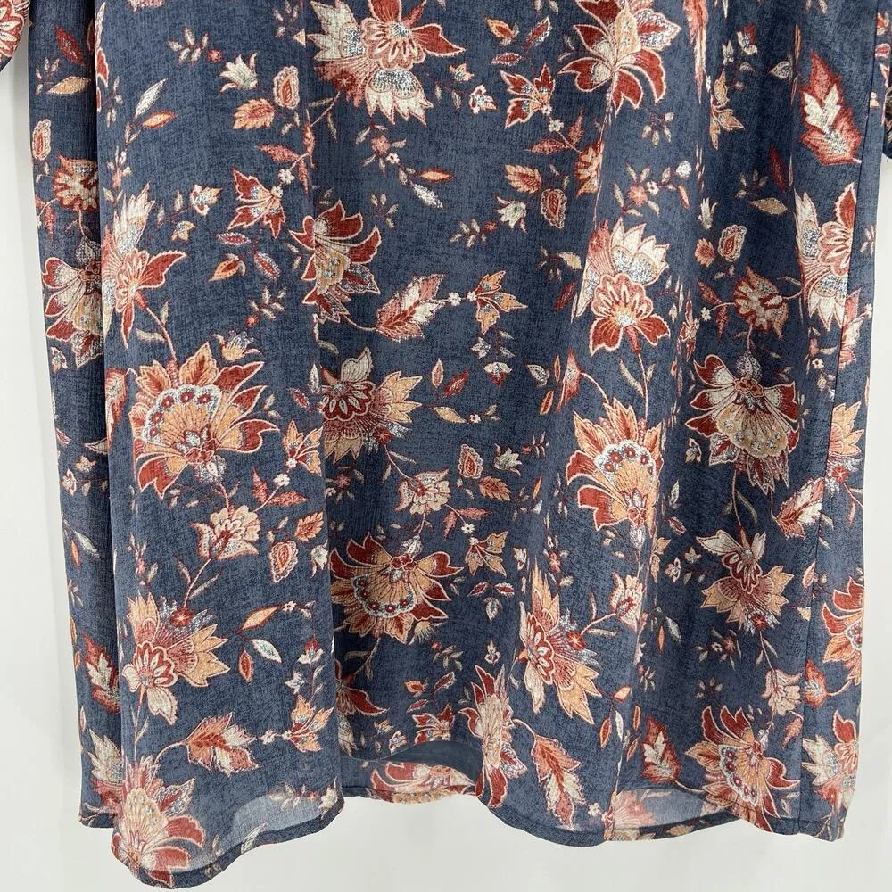 Garnet Hill Bishop‎ Sleeve Silk Dress with Slip Floral Boho 3/4 Sleeves Size 10 - Image 5