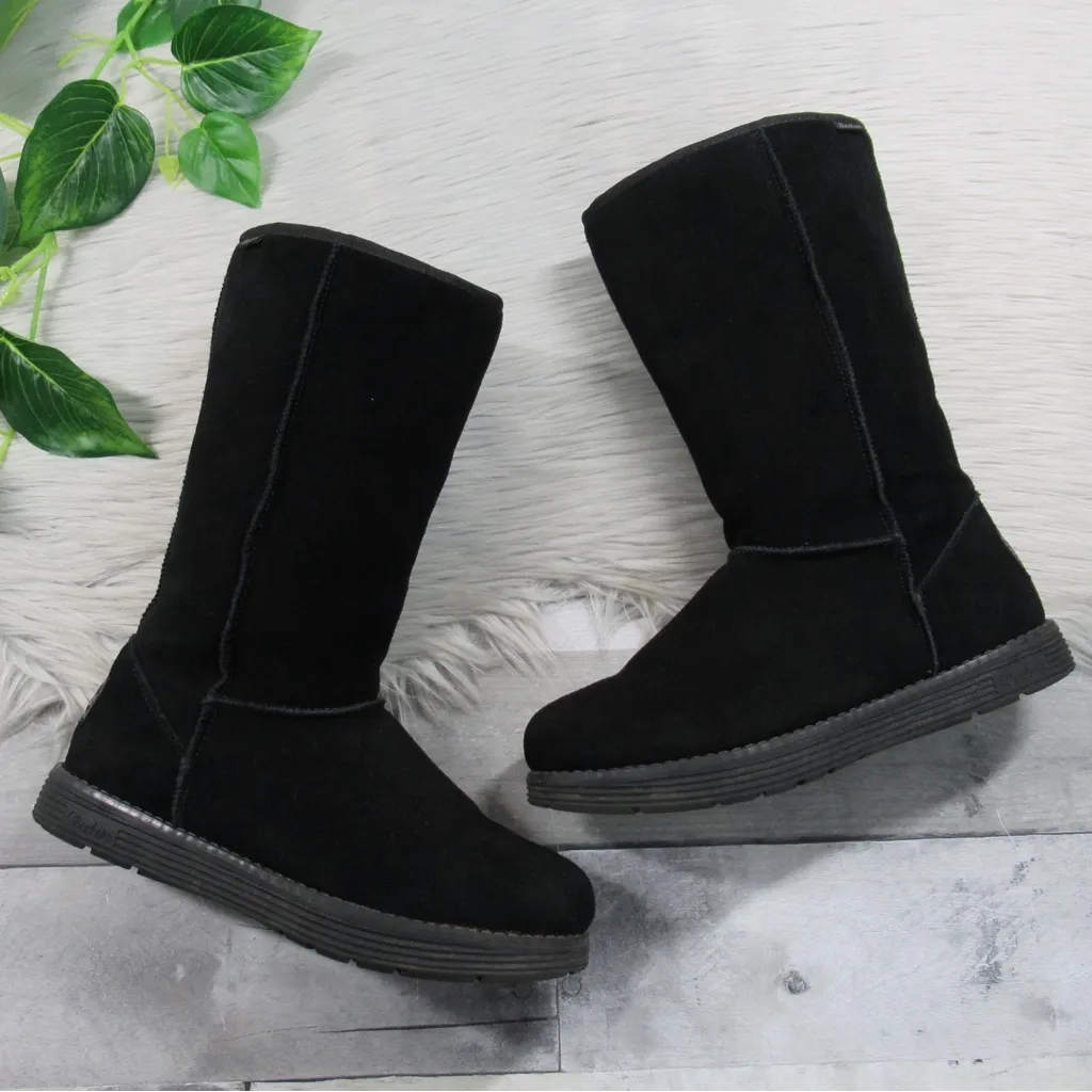 SKECHERS Australia Black Suede-Leather Faux-Fur Fleece Lined Comfort Boot Size 8 - Image 2