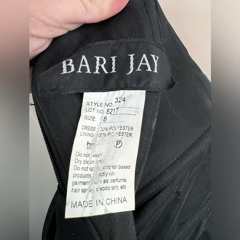 Bari Jay Empire Waist Gown Pleated Detail with Ruffle Prom Dress size 8 Black - Image 5