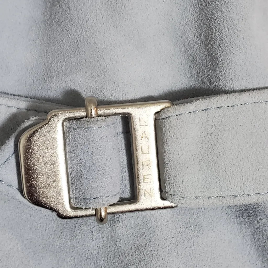 Lauren‎ Ralph Lauren  Light Blue Suede Leather Womens Jacket Size M - Image 11