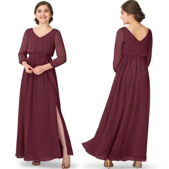 Azazie Angelica Bridesmaid Dress in Cabernet Sz XS - Image 2