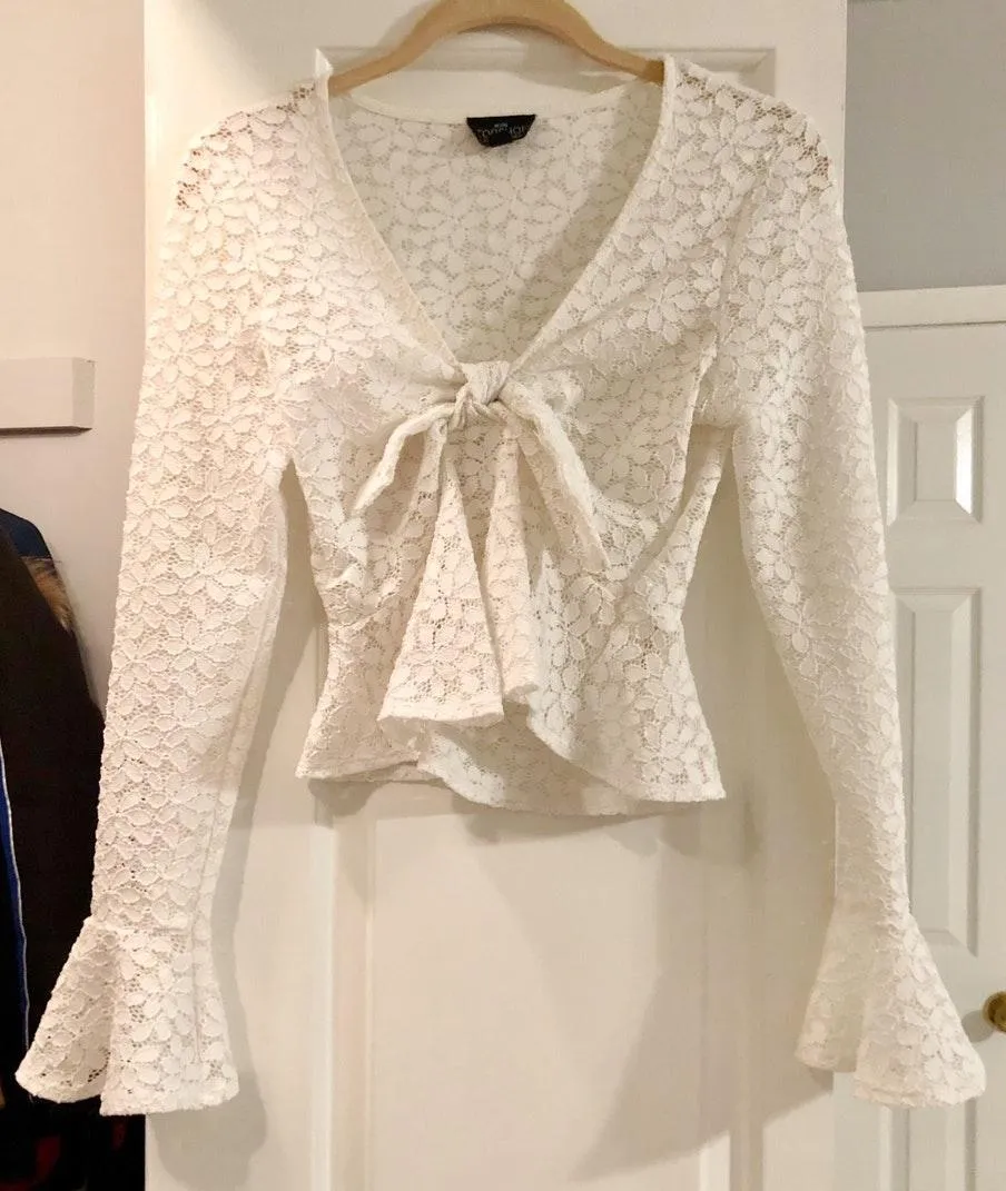 front tie V neck lace top - Image 5