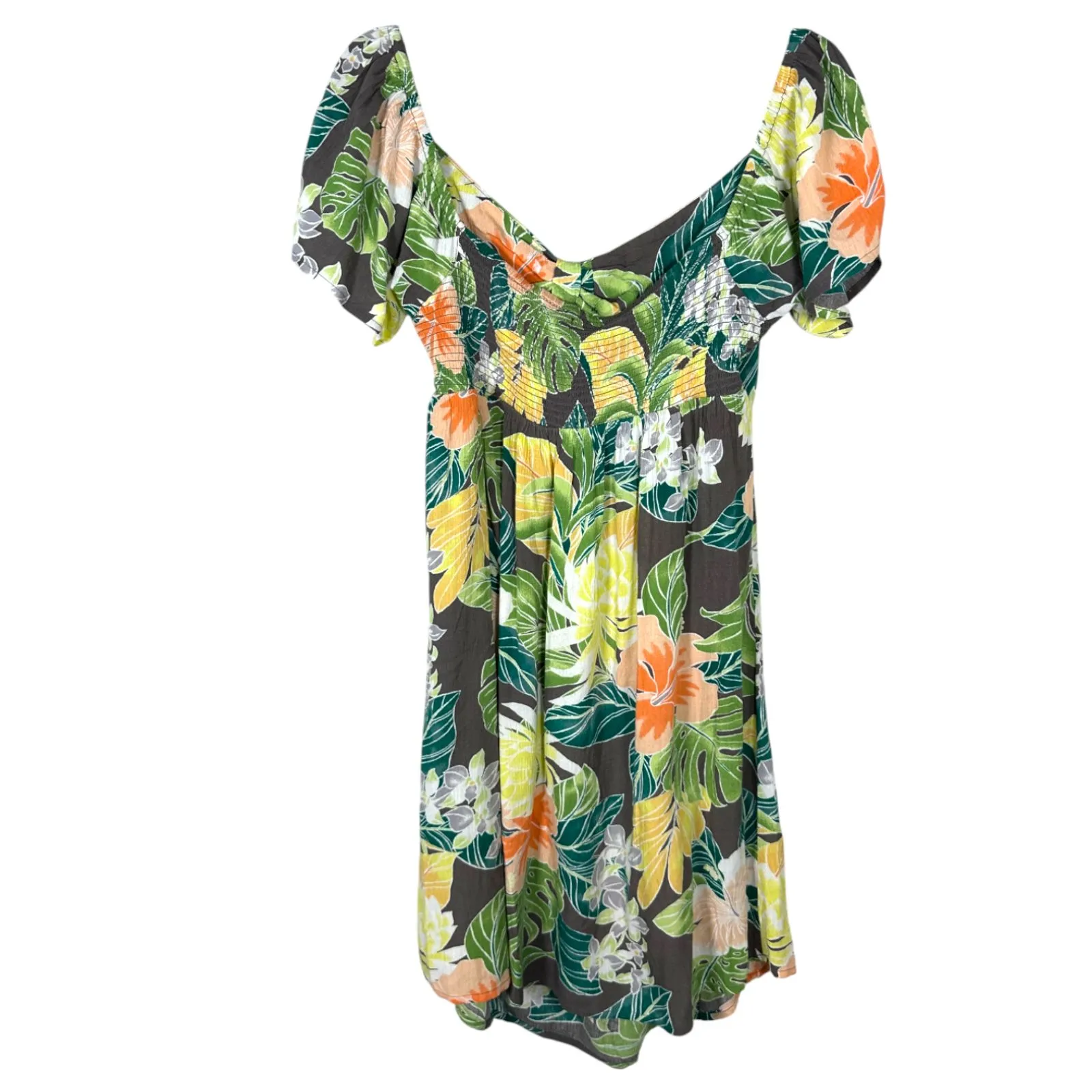 Volcom Excapism Slate Grey Cut Out Floral Mini Dress Size Large NEW with Tags - Image 3