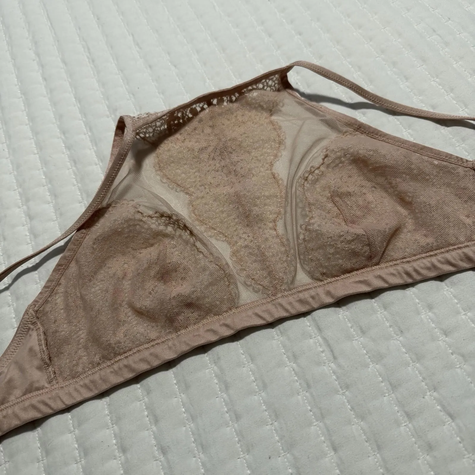 Victoria’s Secret Body By Victoria Pink Lace Mesh Unlined Bralette Bra M Medium - Image 8