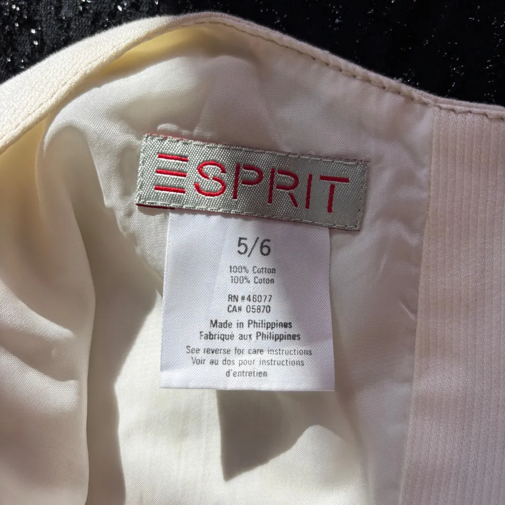 Esprit Vintage 90s Classic Elegant Solid Cream Button Back Mini Dress - Image 8