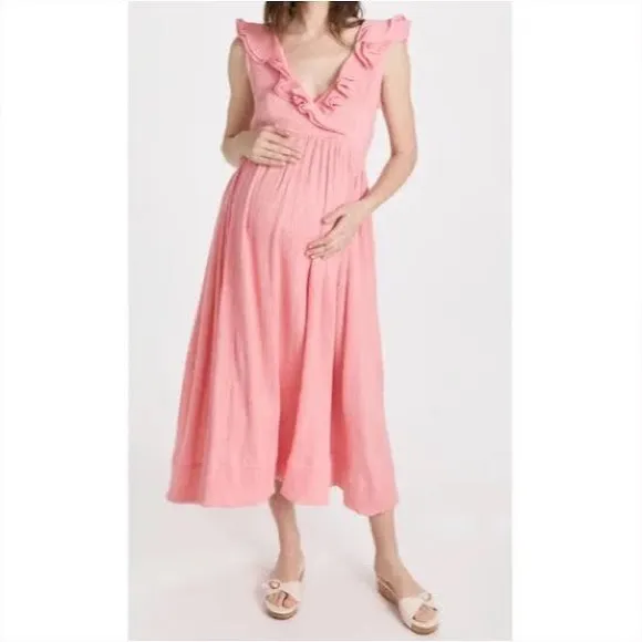 Hatch Soft Pink Midi Maternity Dress Size L - Image 2