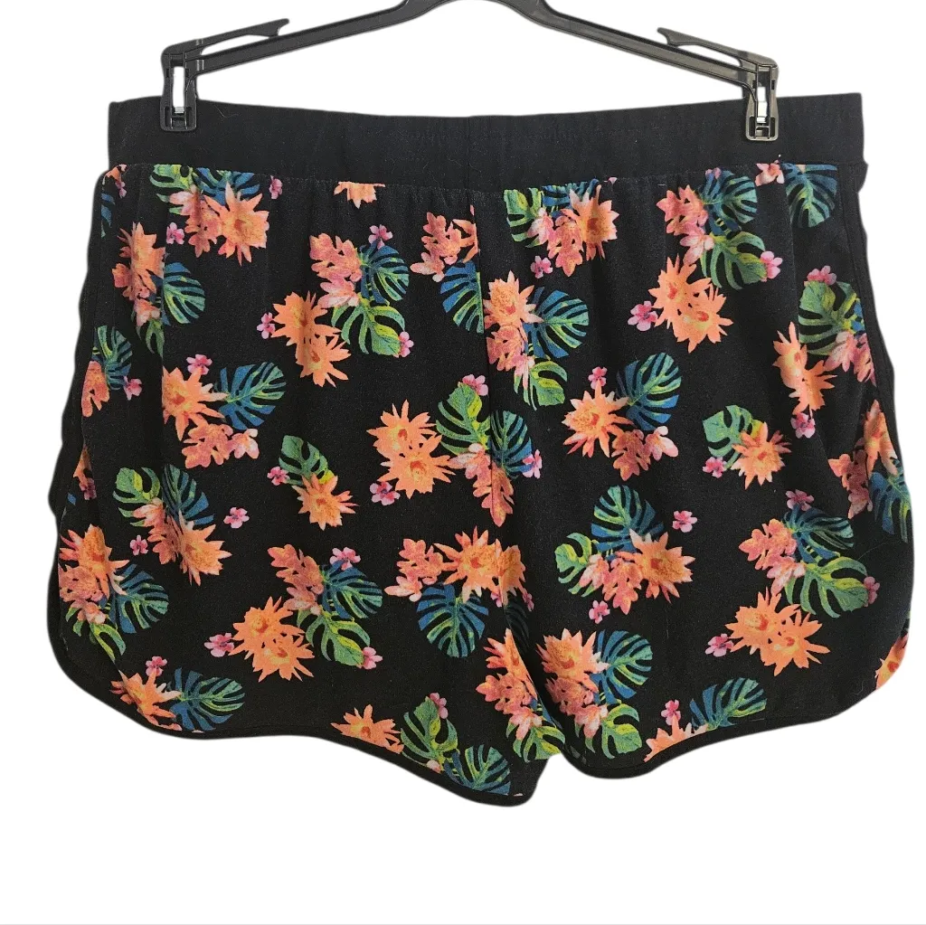 No Boundaries Black Tropical Floral Print Surfer Vaca Vibes Athletic Shorts XXL - Image 3