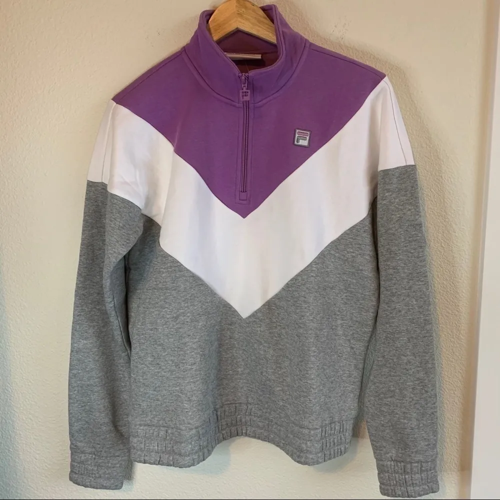 Fila Quarter Zip Chevron Fleece Pullover Sweatshirt Women’s Size Medium - Image 8