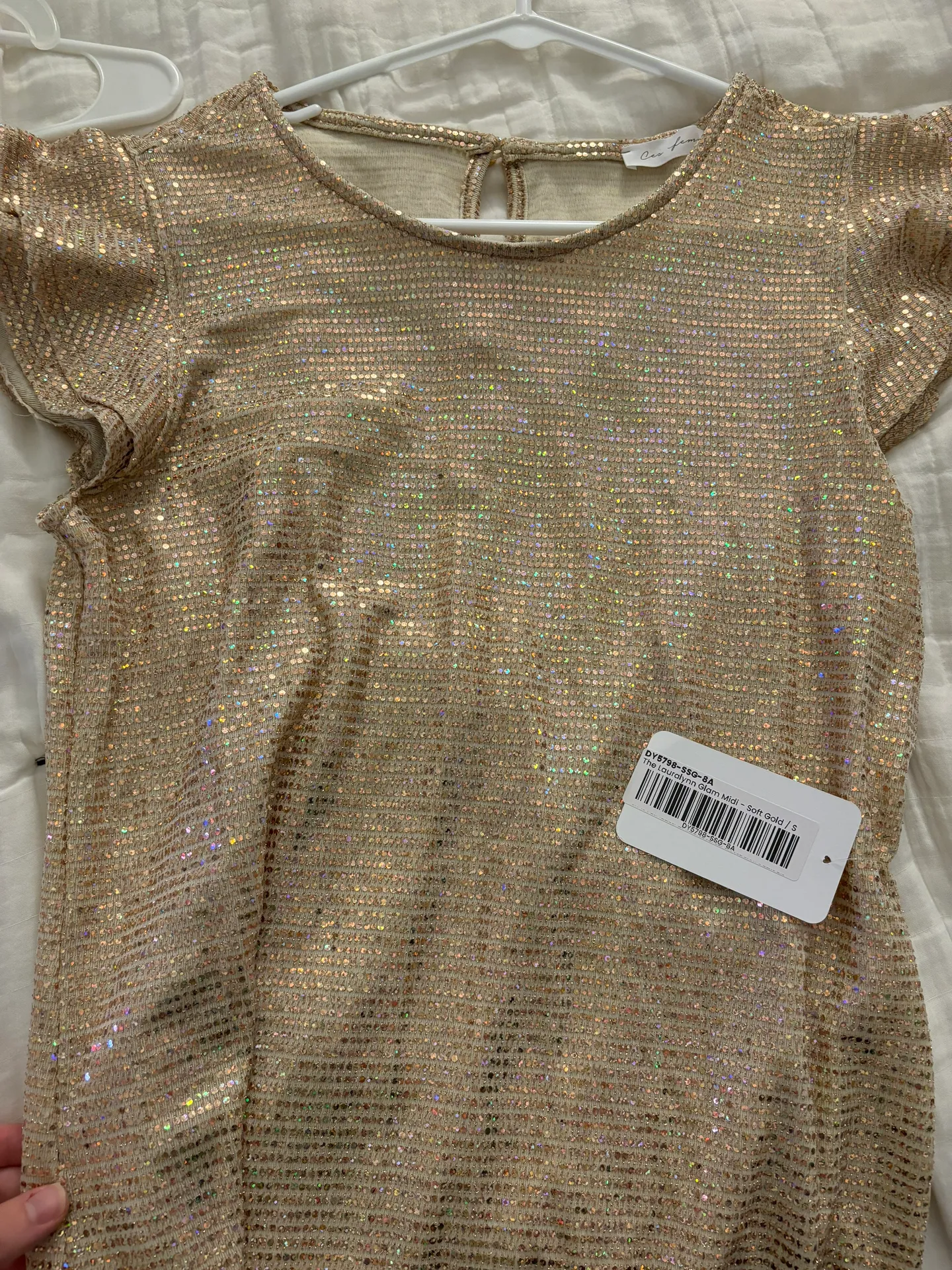 Needed Dresses The Lauralynn Glam Midi - Soft Gold - Image 6