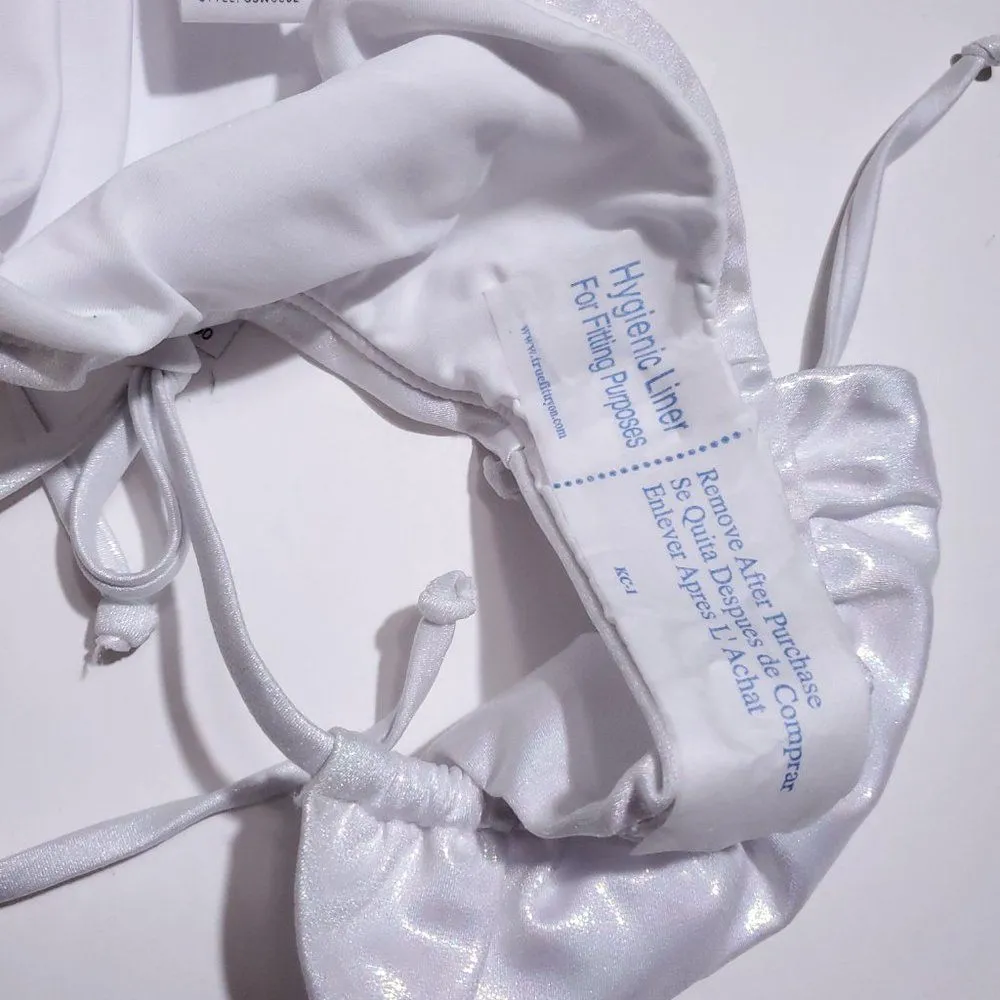 Good American Tiny Ties String Bikini Bottom Metallic White Size 4 XL Sparkle - Image 8