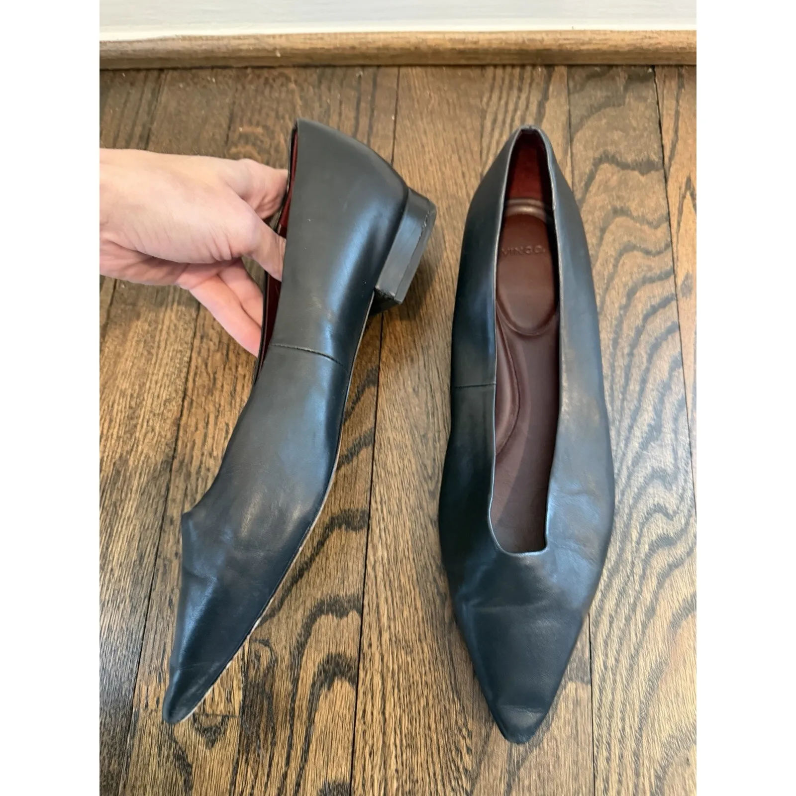 Vince Isabel Pointed Toe Black Women's Flat Slip-on Sz 9 Leather $330 - Image 9