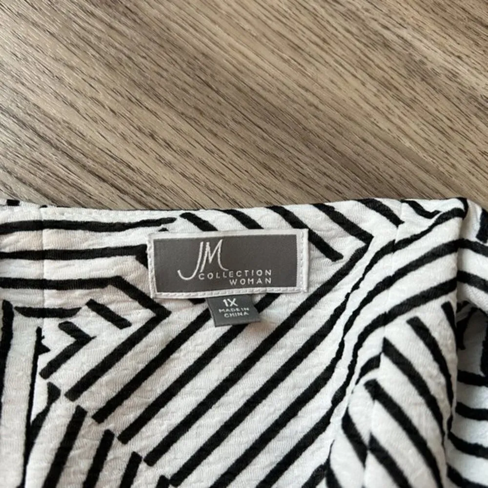 JM Collection  Geometric Print Single Button Cardigan Jacket Plus Size 1X - Image 2