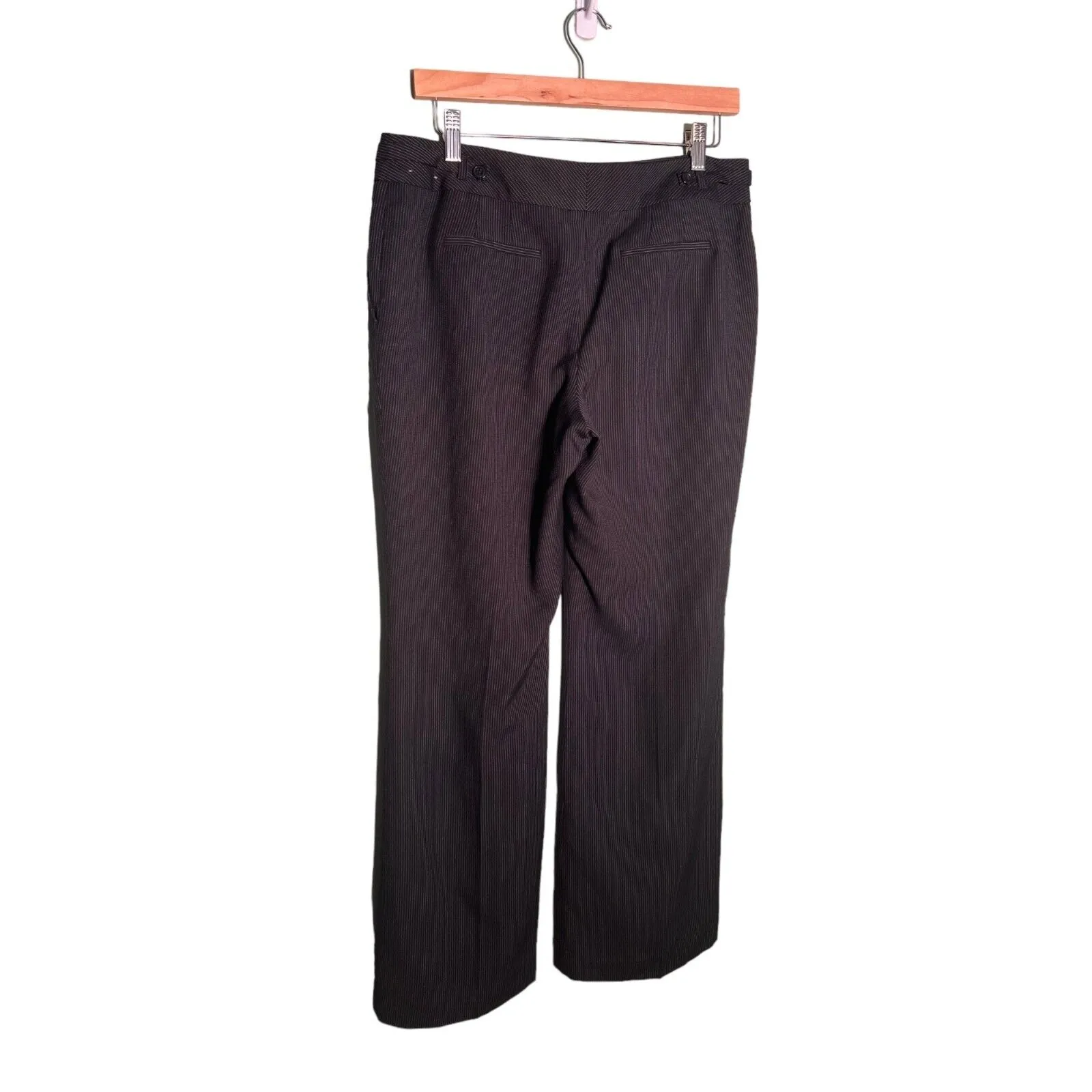 Ann Taylor Black White Pinstriped Signature Fit Dress Pants 10P Wide Leg Work - Image 2